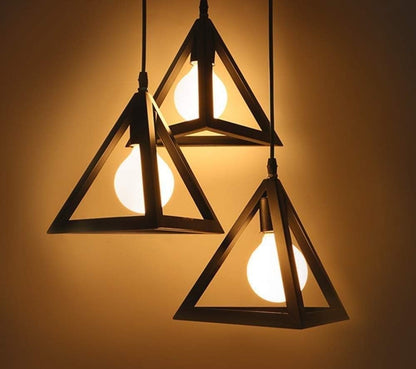 3 in 1 Triangle Matte Black Metal Hanging Pendant Light