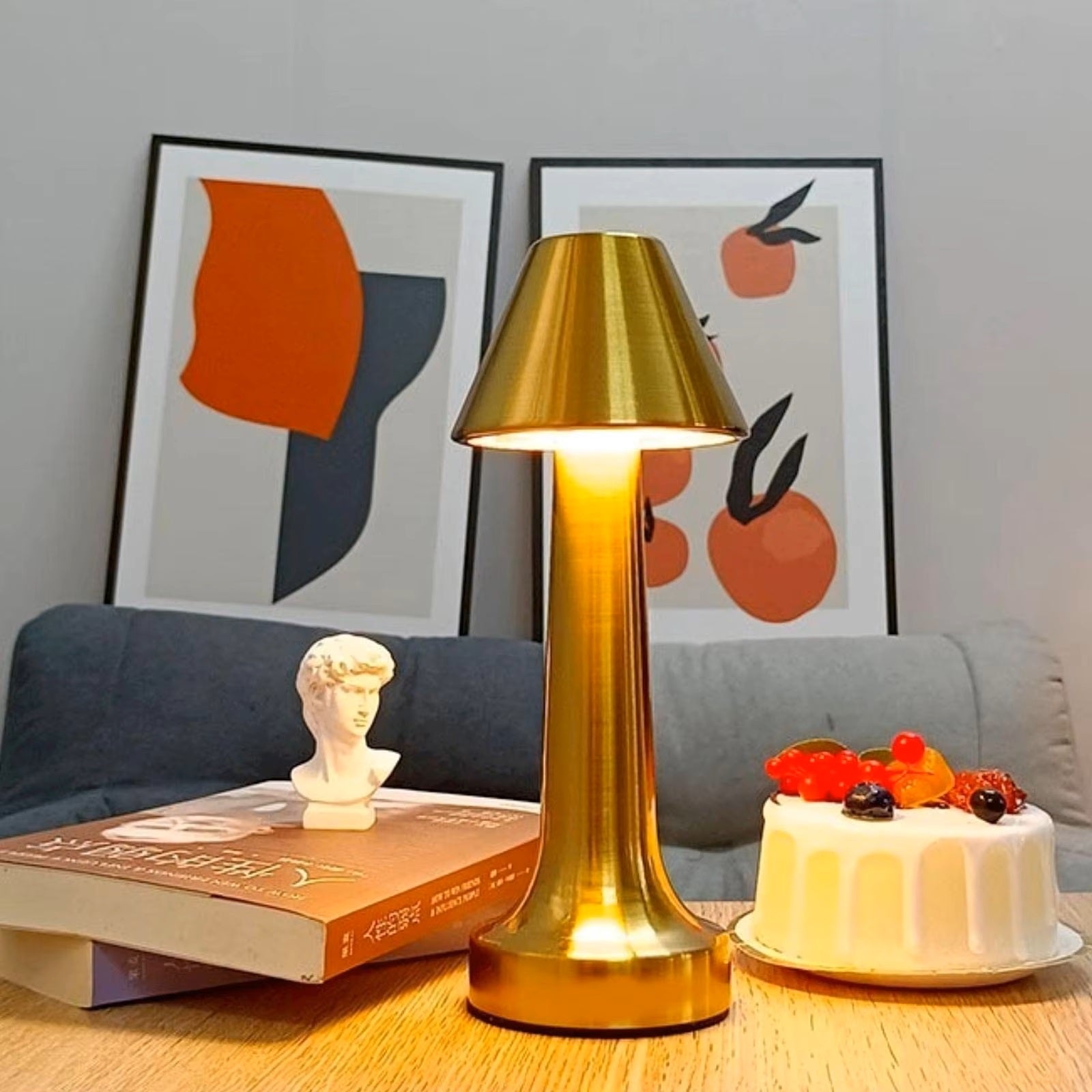 Golden Metallic Rechargeable Touch Table Lamp