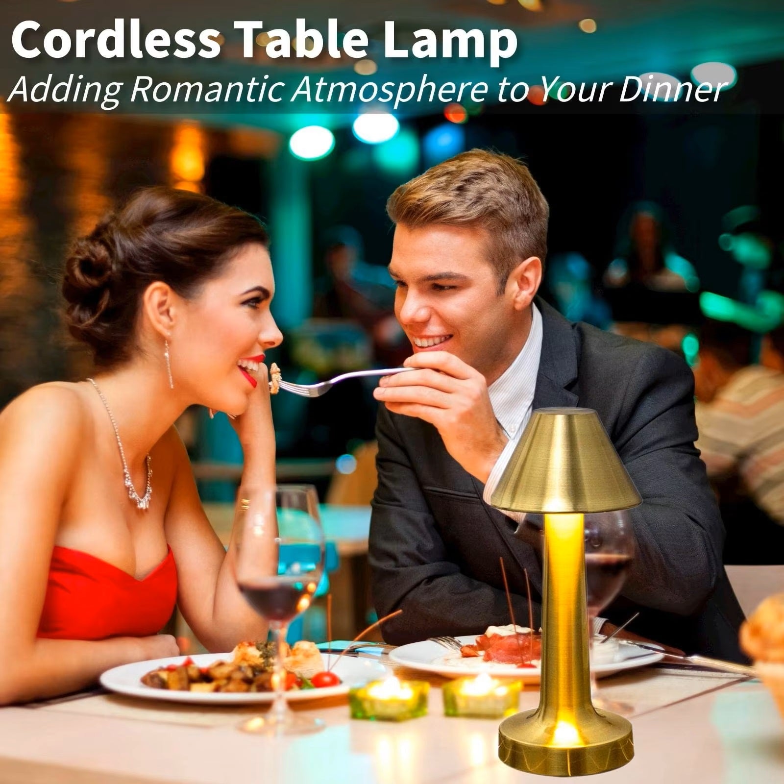 Golden Metallic Rechargeable Touch Table Lamp