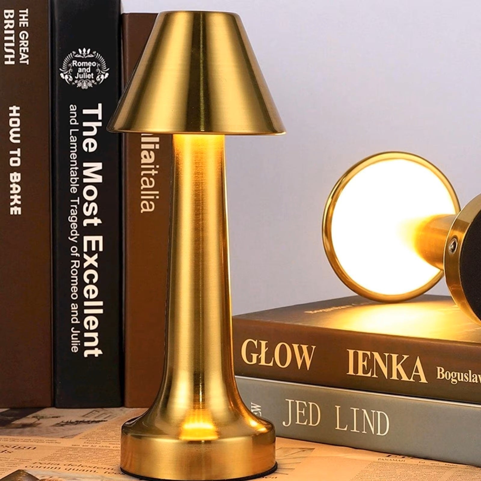Golden Metallic Rechargeable Touch Table Lamp