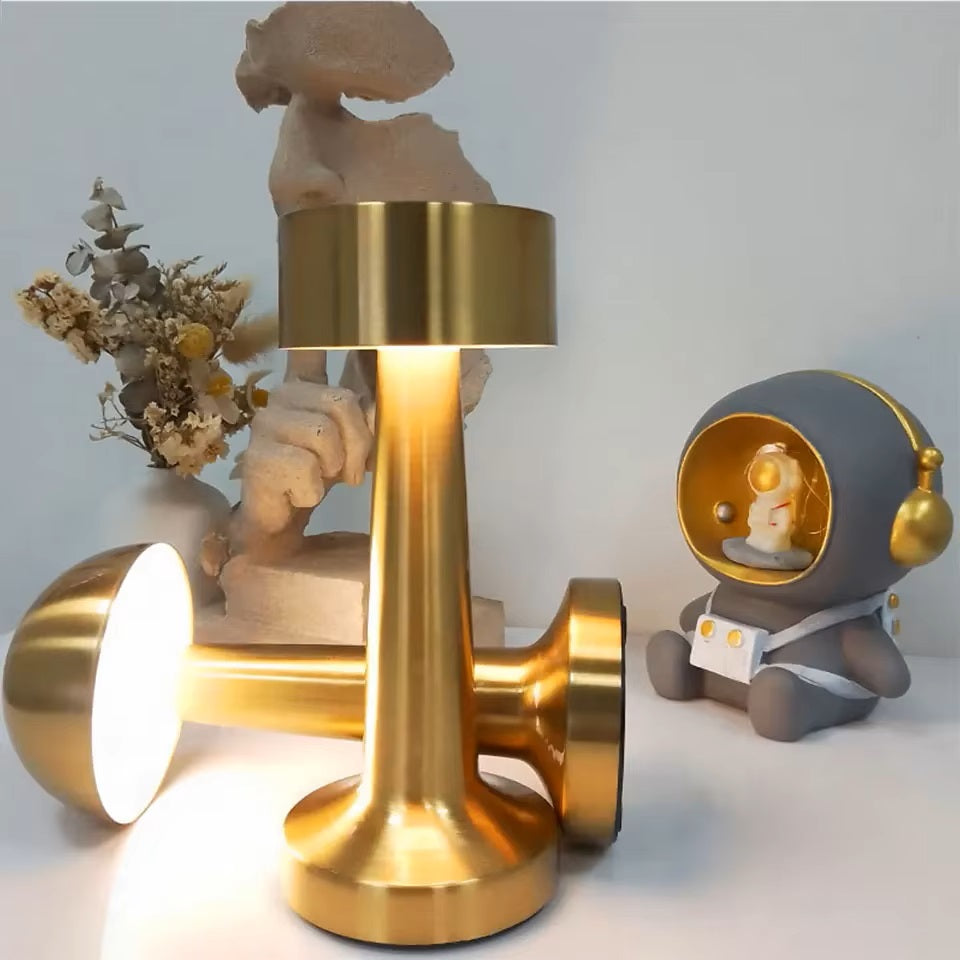 Golden Metallic Rechargeable Touch Table Lamp