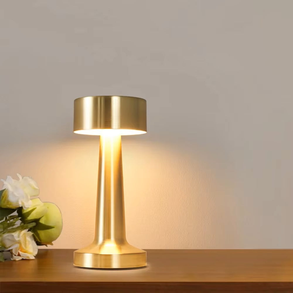 Golden Metallic Rechargeable Touch Table Lamp