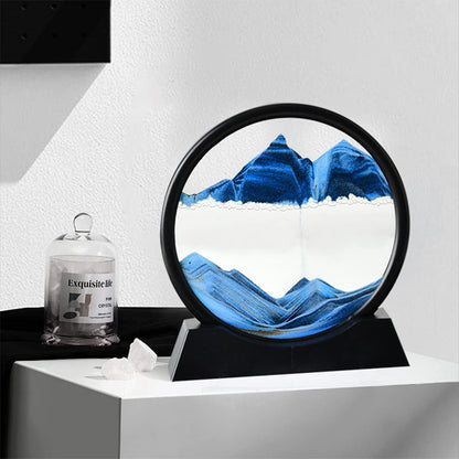 Quicksand Sandscape Moving Art – 3D Round Glass Sand Art for Aesthetic Decor