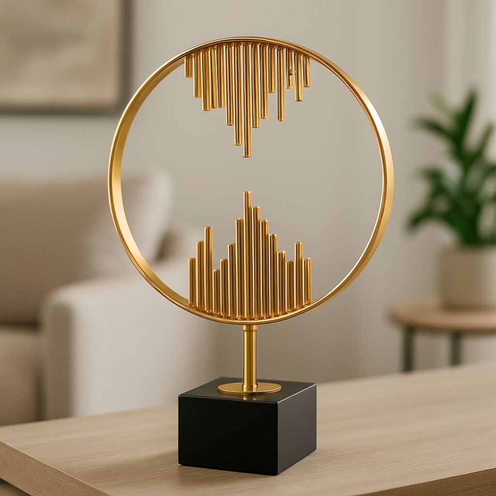 Golden Abstract Brass Table Decor – Modern Home & Office Decoration Piece