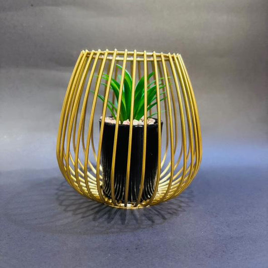 Metallic Table Decor – Elegant Home & Office Accents (Ostrich, Leaf, Pot Designs)