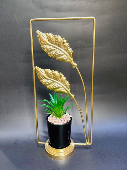 Metallic Table Decor – Elegant Home & Office Accents (Ostrich, Leaf, Pot Designs)