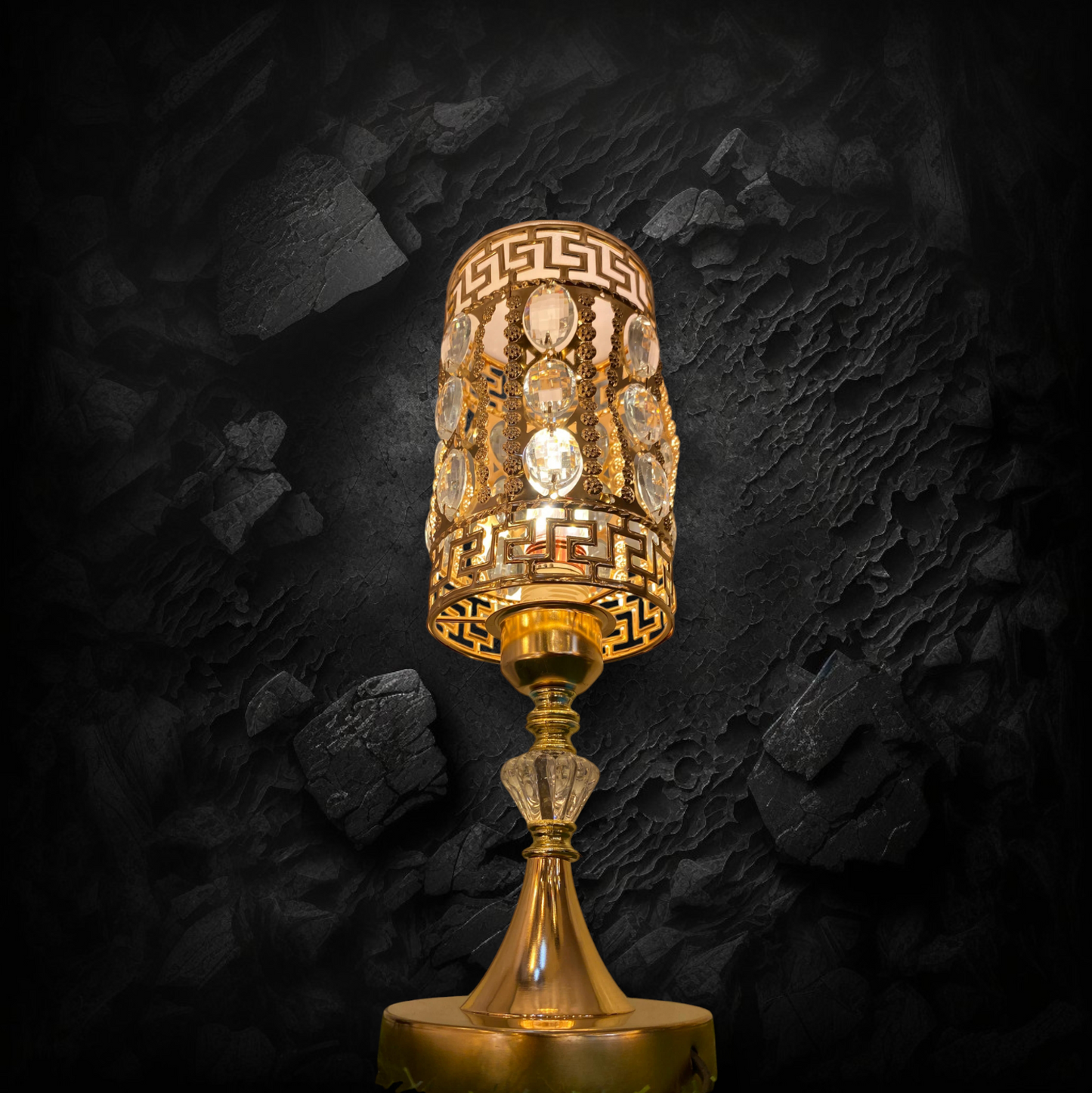 Minimalist Golden Decor Lamp with Stones