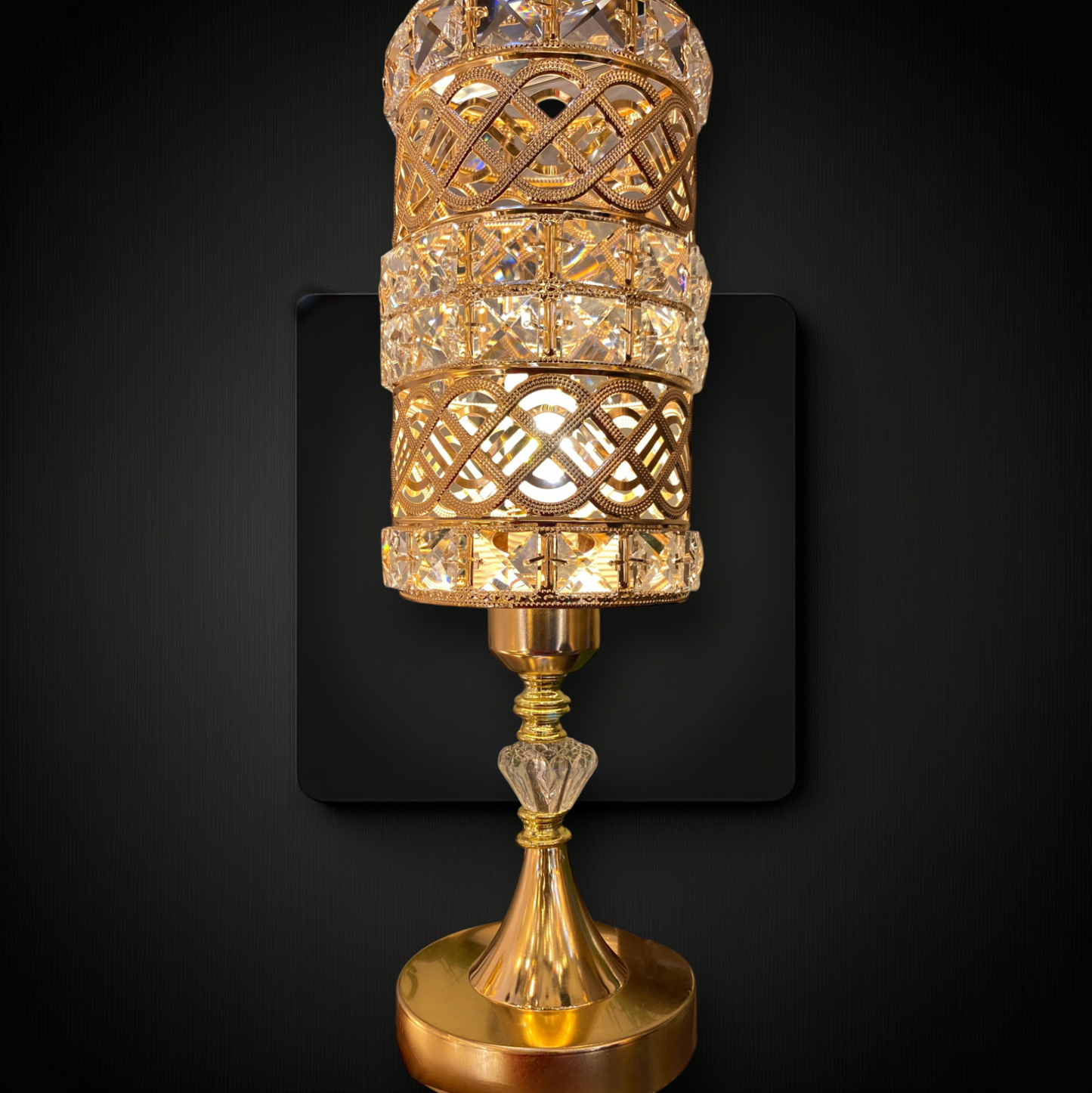 Golden Elegance Table Lamp with Stones