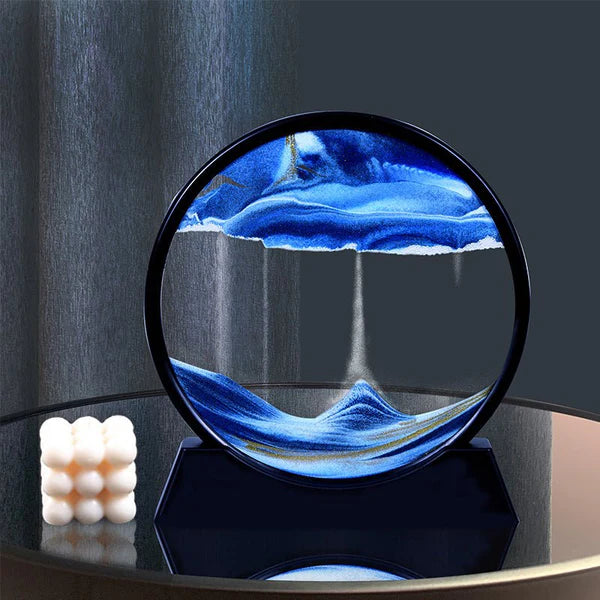 Quicksand Sandscape Moving Art – 3D Round Glass Sand Art for Aesthetic Decor