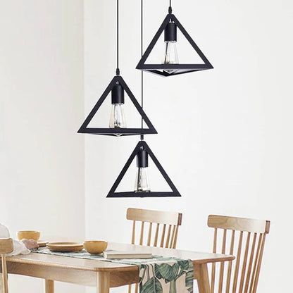 3 in 1 Triangle Matte Black Metal Hanging Pendant Light