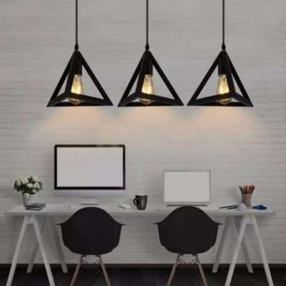 3 in 1 Triangle Matte Black Metal Hanging Pendant Light