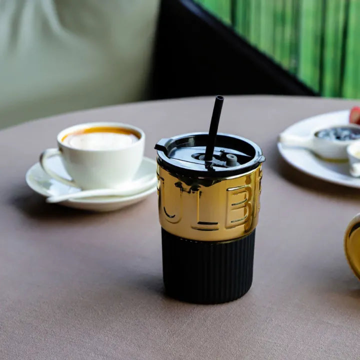 Glass Coffee Mug with Lid & Straw – Drink Tumbler